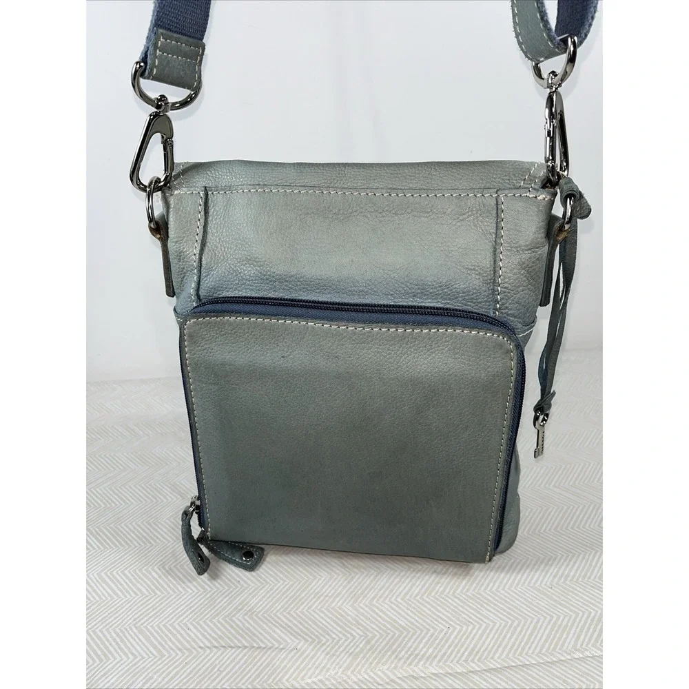 Fossil Leather Front‎ Pocket Back Wallet Crossbody Bag Soft Satchel Roomy Preppy